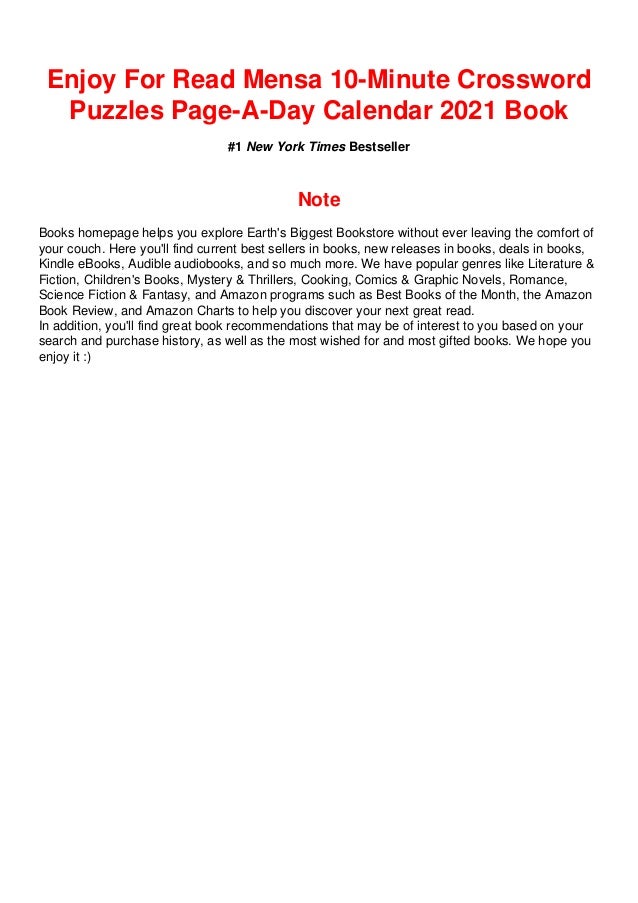 Pdf Download Mensa 10 Minute Crossword Puzzles Page A Day Calendar