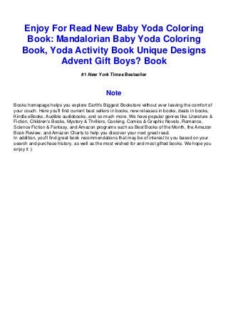 Download Pdf Download New Baby Yoda Coloring Book Mandalorian Baby Yoda
