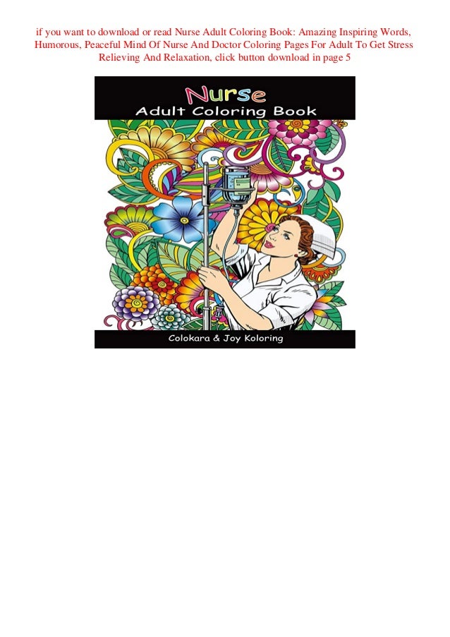 Pdf Download Nurse Adult Coloring Book Amazing Inspiring Words Humor