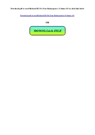 Pdf Download Richard Iii No Fear Shakespeare Volume 15 For Android