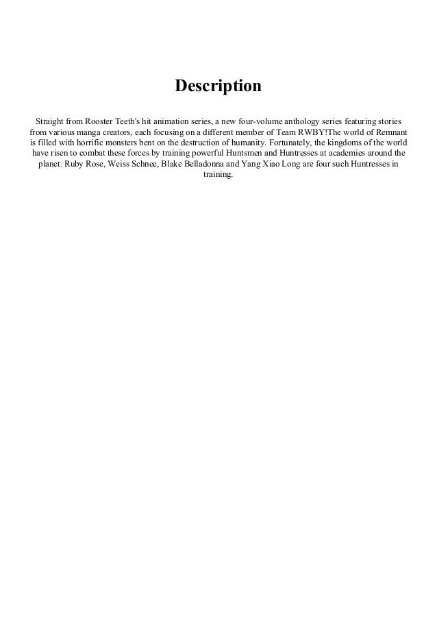 RWBY: Official Manga Anthology, Volume 1 PDF Free Download RWBY: Official Manga Anthology, Volume 1 PDF Free Download