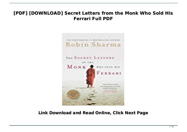 Pdf Download Secret Letters From The Monk Who Sold His Ferrari Fu