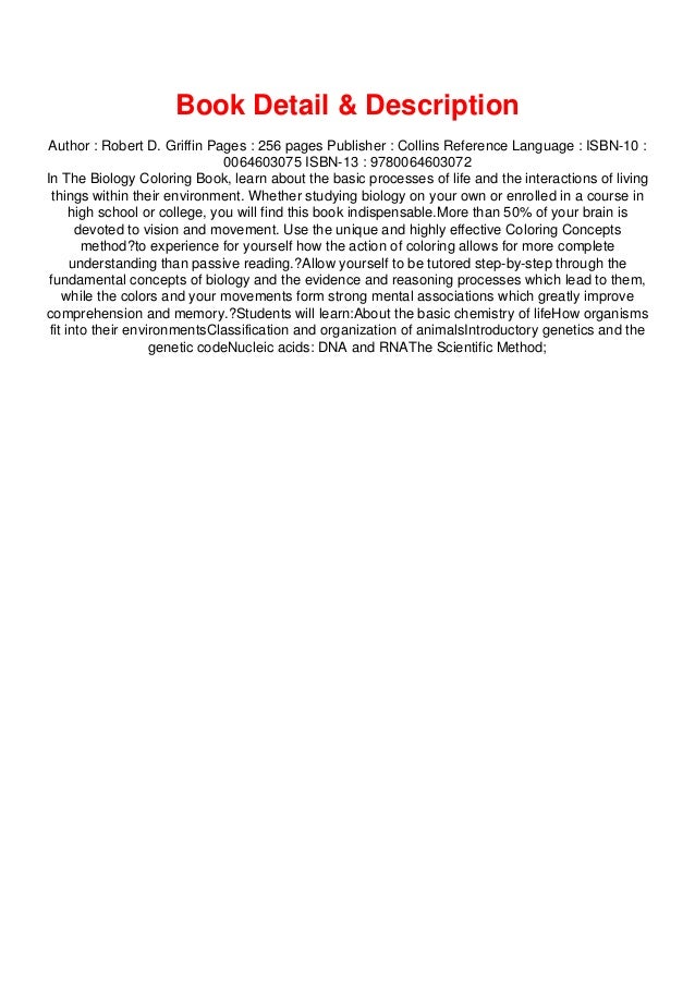 Download Pdf Download The Biology Coloring Book R A R