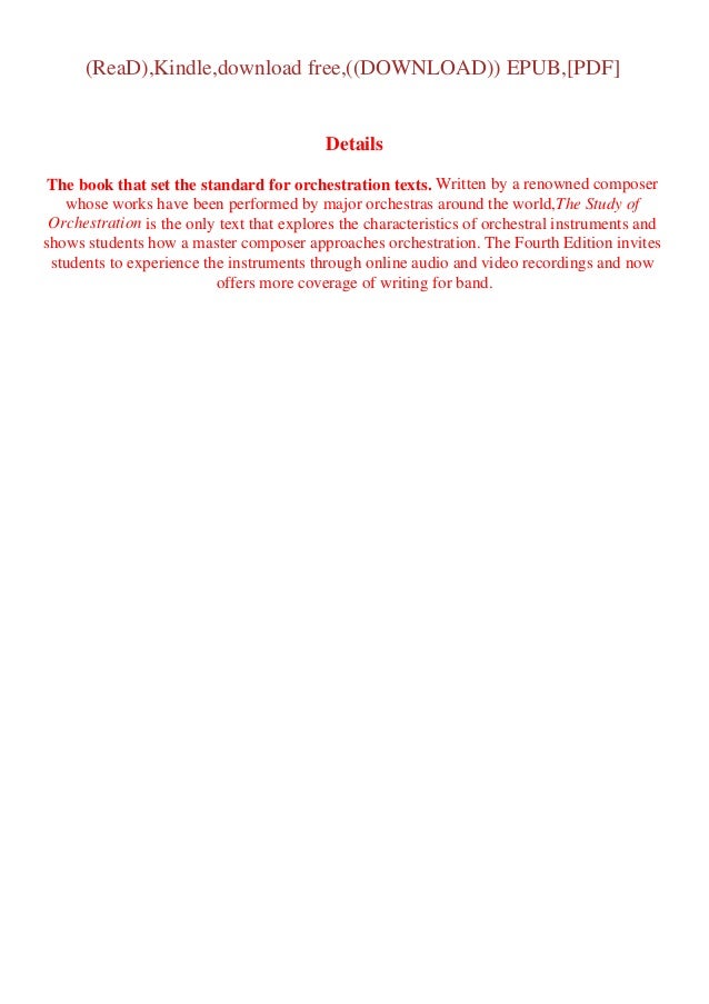 Pdf Download The Study Of Orchestration Fourth Edition Free Acces