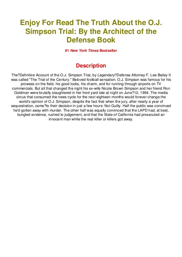 Pdf Download The Truth About The O J Simpson Trial By The
