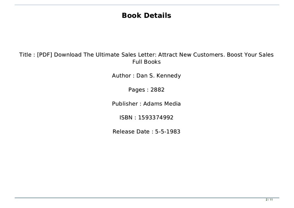  PDF Download The Ultimate Sales Letter Attract New Customers Boos 