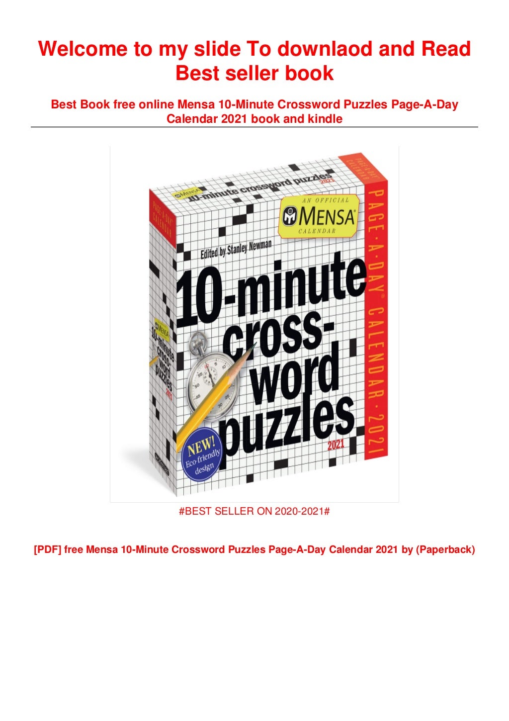 PDF DOWNLOADS Mensa 10Minute Crossword Puzzles PageADay Calendar