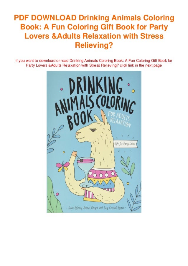Download Pdf Drinking Animals Coloring Book A Fun Coloring Gift Book For Par