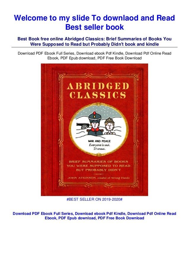 Pdf Ebook Abridged Classics Brief Summaries Of Books You Were Suppo