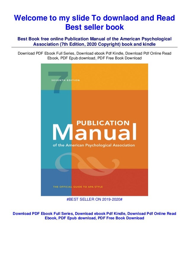Pdf Ebook Publication Manual Of The American Psychological Associati Apa Manual 7th Edition Pdf Free Download