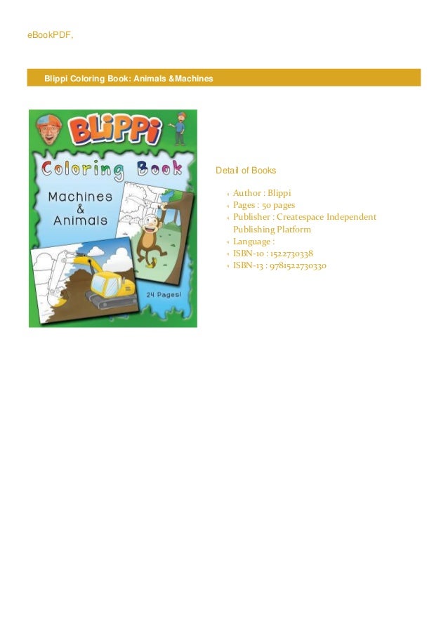 Download Pdf Epub Blippi Coloring Book Animals Machines Fullacces