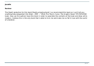 ~!PDF ~^EPub The Titan's Curse: The Graphic Novel TXT,PDF,EPUB~!PDF ~^EPub The Titan's Curse: The Graphic Novel TXT,PDF,EPUB
JanelleJanelle
ReviewReview
The Death seduction for this book! Really amazing book! I so recommend this book so I can't tell youThe Death seduction for this book! Really amazing book! I so recommend this book so I can't tell you
anything Kekurangandari this titled ~!PDF ~^EPub The Titan's Curse: The Graphic Novel TXT,PDF,EPUBanything Kekurangandari this titled ~!PDF ~^EPub The Titan's Curse: The Graphic Novel TXT,PDF,EPUB
book. How can the authors have this brain in order to assemble the contents of the book and draw all itsbook. How can the authors have this brain in order to assemble the contents of the book and draw all its
readers. I believe this is the only book that is able to trick me and make me so fall in love with the worldreaders. I believe this is the only book that is able to trick me and make me so fall in love with the world
of Literation.of Literation.
Powered by TCPDF (www.tcpdf.org)
Powered by TCPDF (www.tcpdf.org)
15 / 1515 / 15
 