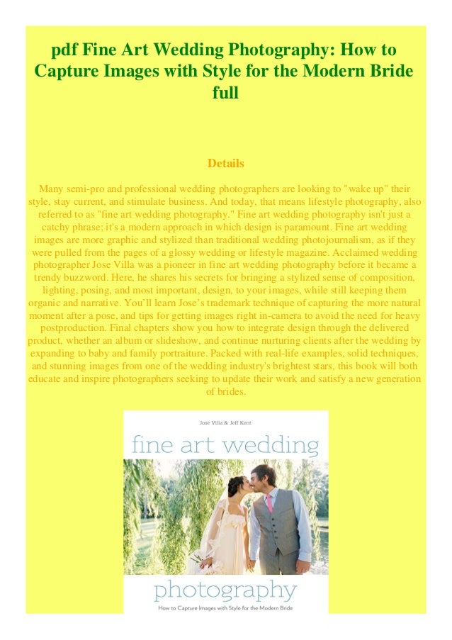 Pdf Fine Art Wedding Photography How To Capture Images With Style For