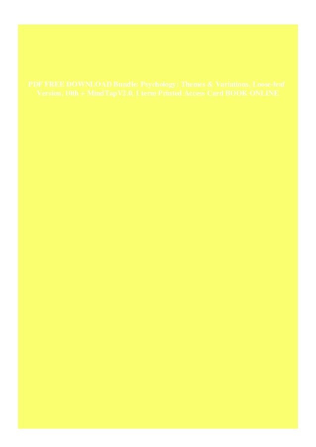 Psychology Themes Variations Pdf 10th Psychology Themes Variations Pdf 10th