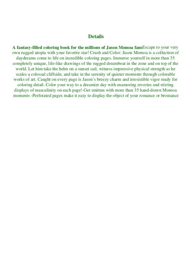 Download Pdf Free Download Crush And Color Jason Momoa A Coloring Book Of Fant