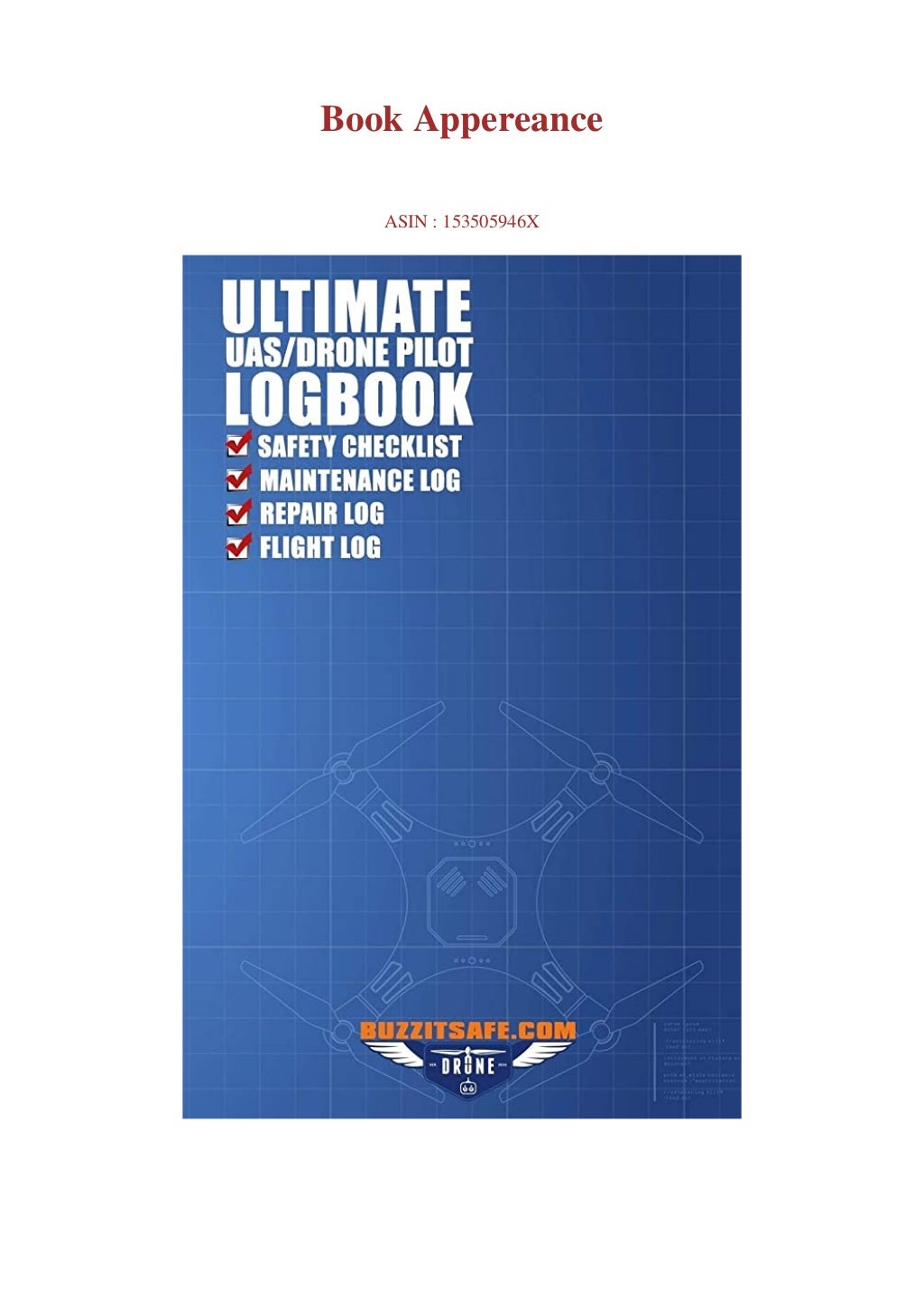 PDF FREE DOWNLOAD Ultimate UAS Drone Pilot Logbook Safety Checklist