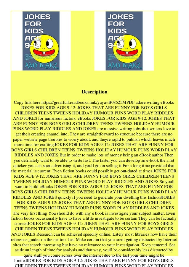 Pdf Free Jokes For Kids Age 9 12 Jokes That Are Funny For Boys Girls
