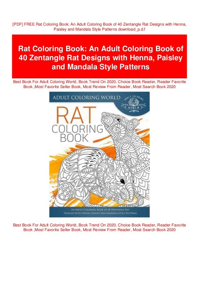 Download Pdf Free Rat Coloring Book An Adult Coloring Book Of 40 Zentangle