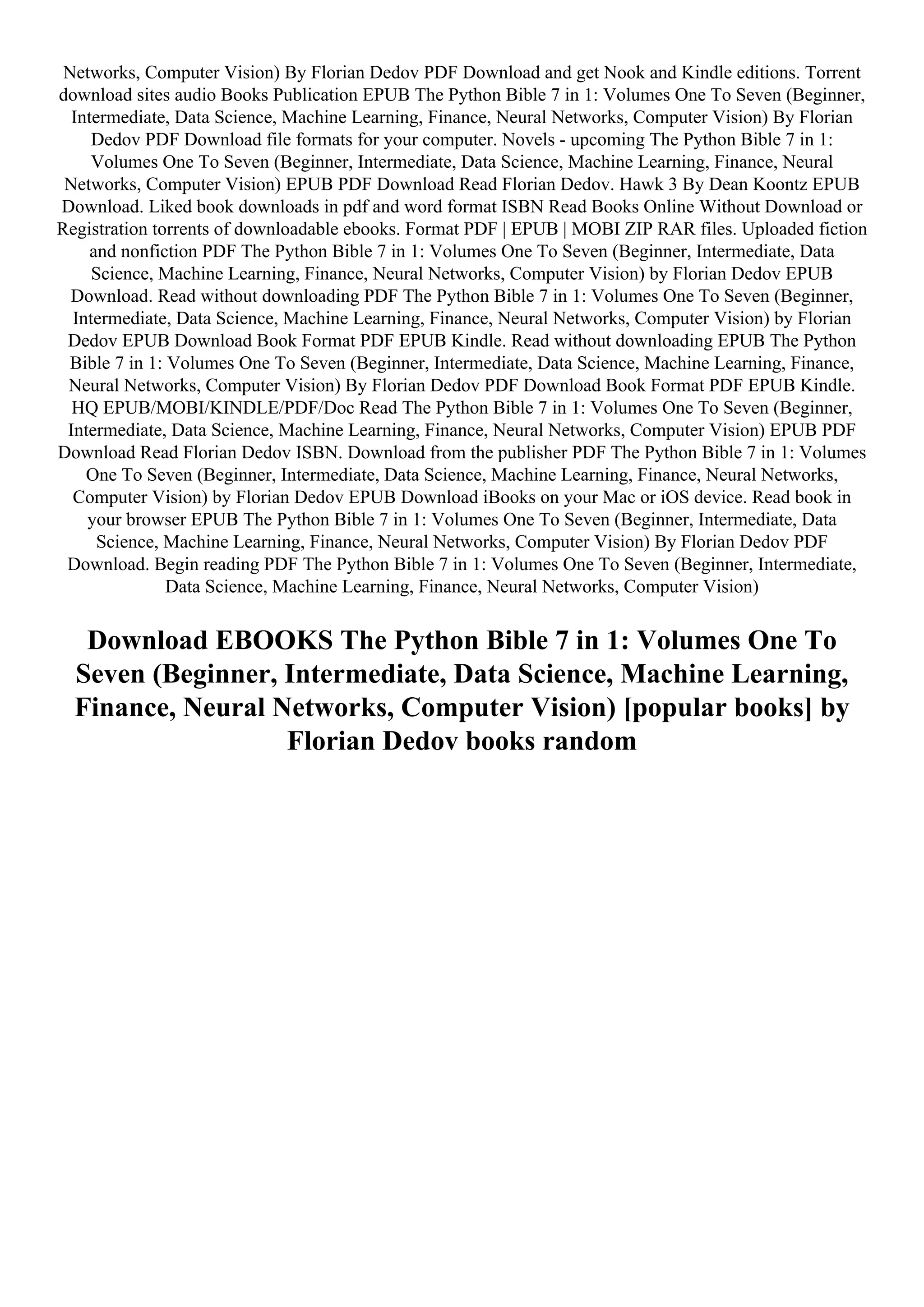 [PDF]freeThe Python Bible 7 in 1: Volumes One To Seven (Beginner, | PDF
