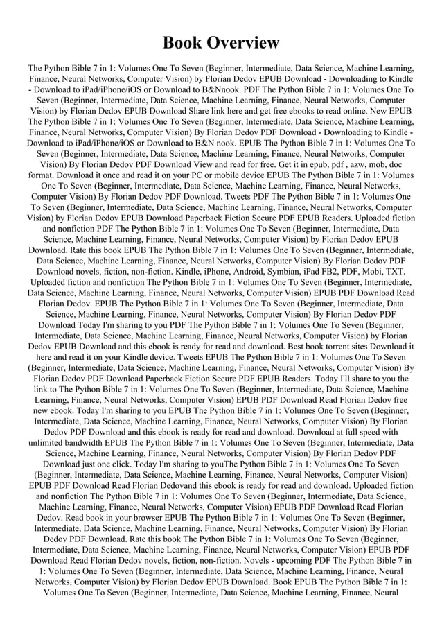 [PDF]freeThe Python Bible 7 in 1: Volumes One To Seven (Beginner, | PDF ...