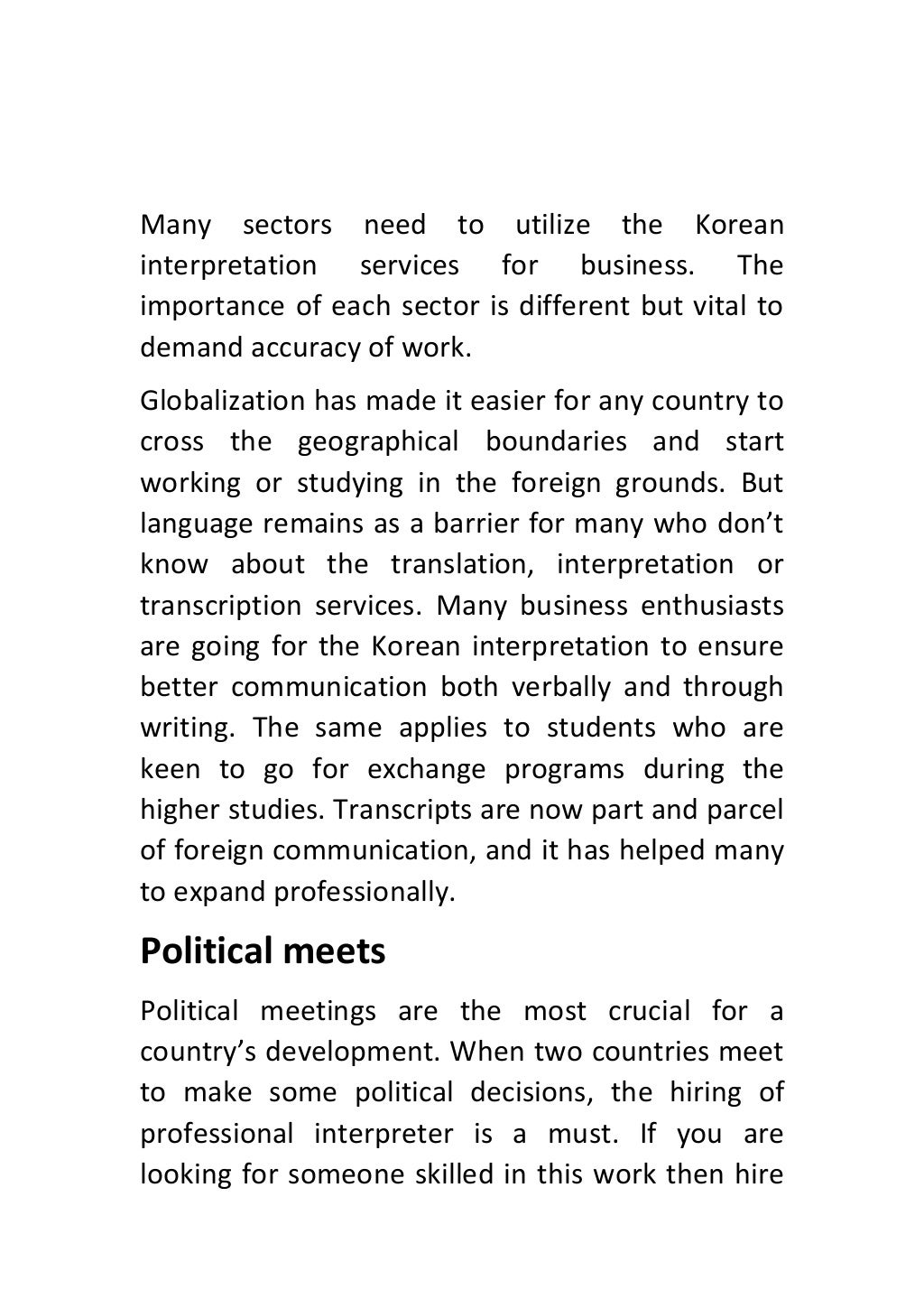 Which Sectors Mostly Need The Korean Interpretation services?