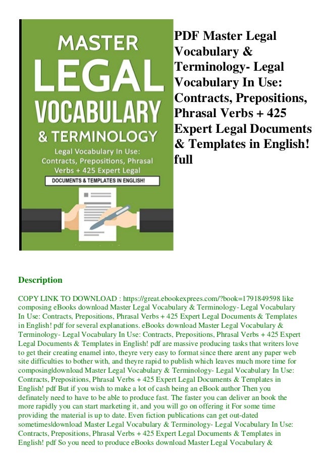PDF Master Legal Vocabulary &amp; Terminology Legal Vocabulary In Use ...