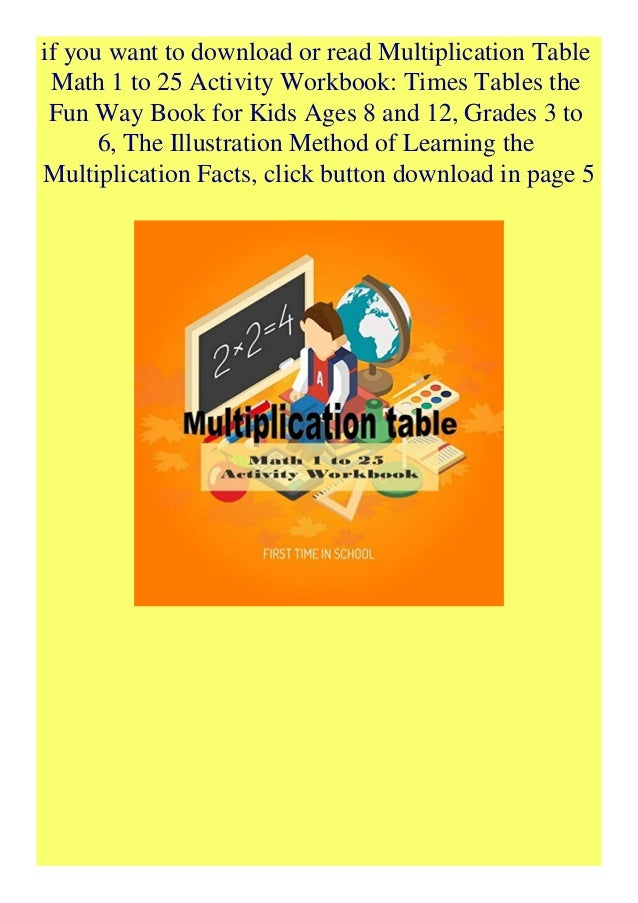 Pdf Multiplication Table Math 1 To 25 Activity Workbook Times Tables
