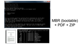 MBR (bootable)
+ PDF + ZIP
 