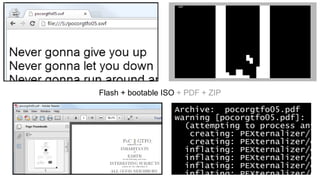 Flash + bootable ISO + PDF + ZIP
 