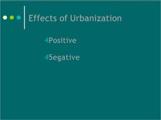 Effects of Urbanization
4Positive
45egative
 
