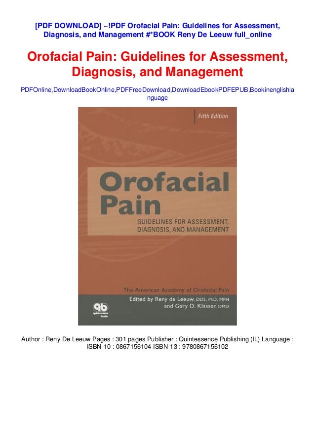 !PDF Orofacial Pain Guidelines for Assessment, Diagnosis, and