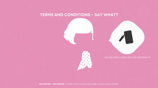Terms and Conditions - Say what?

Deliver great work. Get paid for results.

DEJURISTEN - LESJURISTES // VOLG: twitter.com/deJuristen oF facebook.com/deJuristen

 