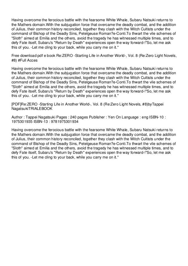 View Another World Light Novel Another World Re Zero PNG