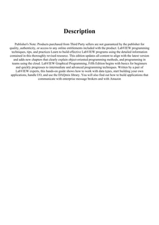 PDF READ FREE LabVIEW Graphical Programming, Fifth Edition ^DOWNLOAD E ...