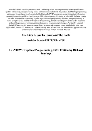 PDF READ FREE LabVIEW Graphical Programming, Fifth Edition ^DOWNLOAD E ...