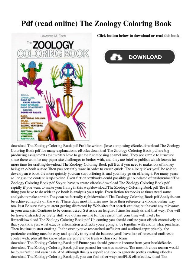 Download Pdf Read Online The Zoology Coloring Book