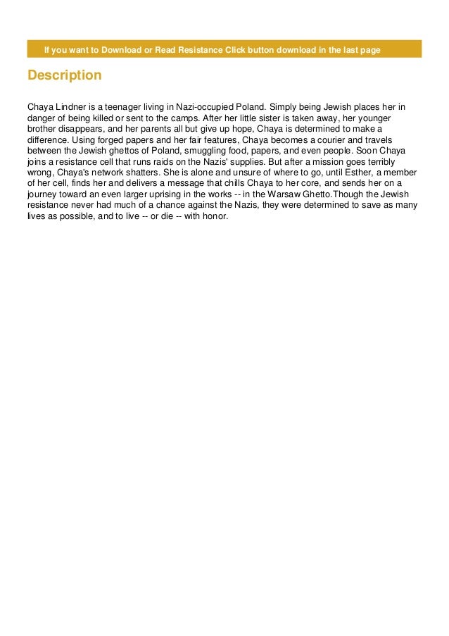 !PDF Resistance BOOK Jennifer A. Nielsen