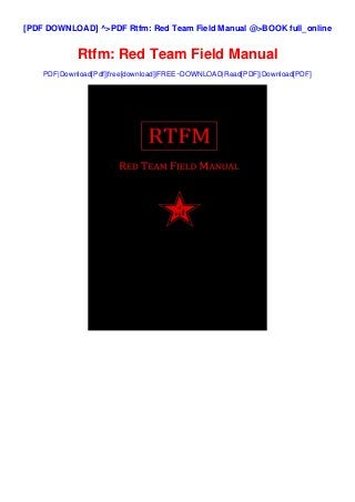 [PDF DOWNLOAD] ^>PDF Rtfm: Red Team Field Manual @>BOOK full_online
Rtfm: Red Team Field Manual
PDF|Download[Pdf]|free[download]|FREE~DOWNLOAD|Read[PDF]|Download[PDF]
 