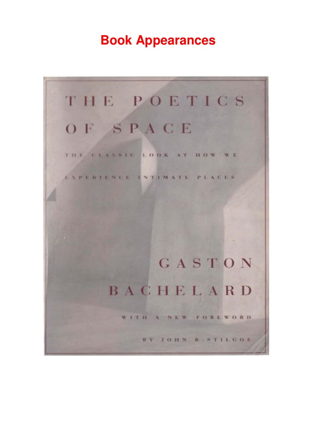 >PDF The Poetics of Space EBook