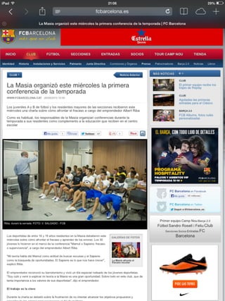 Web Fc Barcelona - Ponencia "Mamut o Sapiens" en La Masia