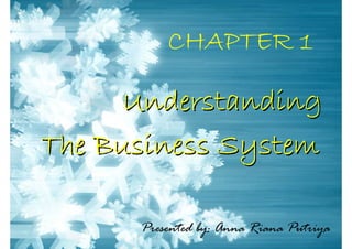 CHAPTER 1

      Understanding
The Business System

      Presented by: Anna Riana Putriya