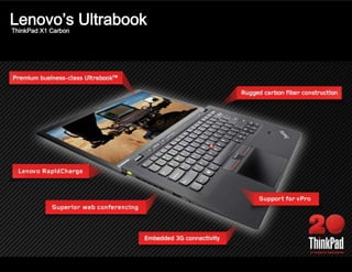 Lenovo’s Ultrabook
ThinkPad X1 Carbon
 