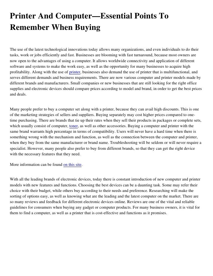 use of printer in computer