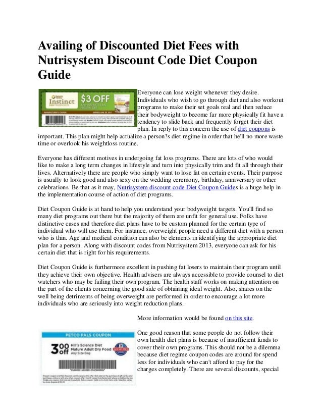 Availing of Discounted Diet Fees with Nutrisystem Discount Code Diet