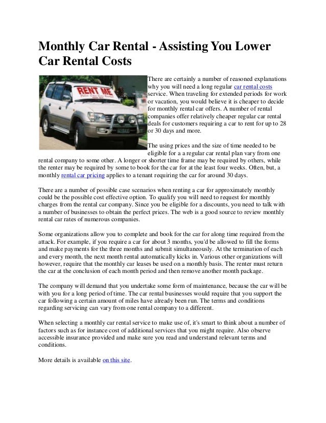 Monthly Rental Car >> Monthly Car Rental Assisting You Lower Car Rental Costs Monthly Rental Car >> Monthly Car Rental Assisting You Lower Car Rental Costs