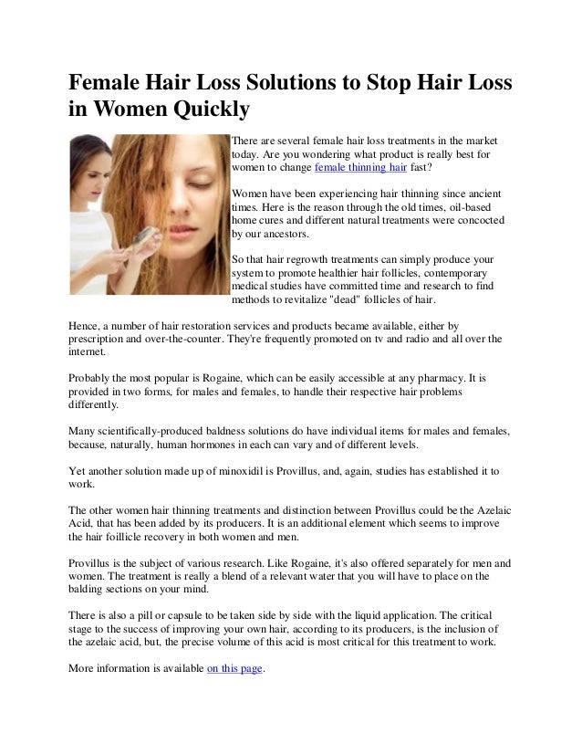 Female Hair Loss Solutions To Stop Hair Loss In Women Quickly