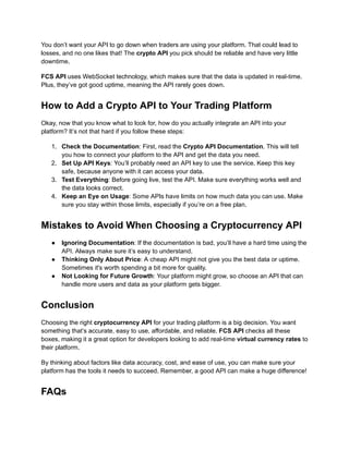 Choosing the Right Cryptocurrency API for Your Trading Platform | PDF