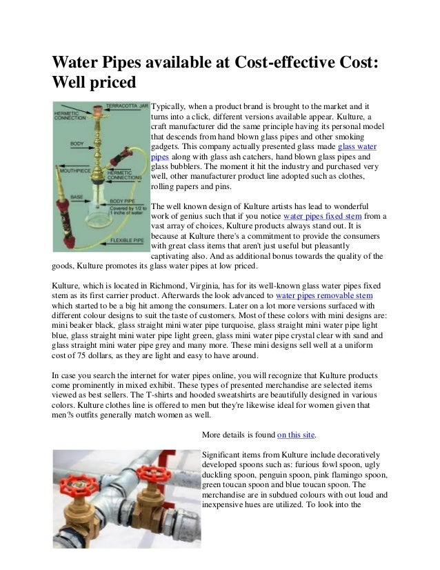 Water Pipes available at Costeffective Cost Well priced