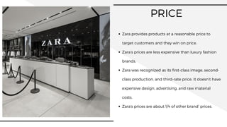 PLACE
Zara sells its products through two
marketing channels.
ZARA follows an omni-channel distribution
system.
ZARA follo...