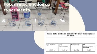 Fotos relacionados ao
experimento.
 